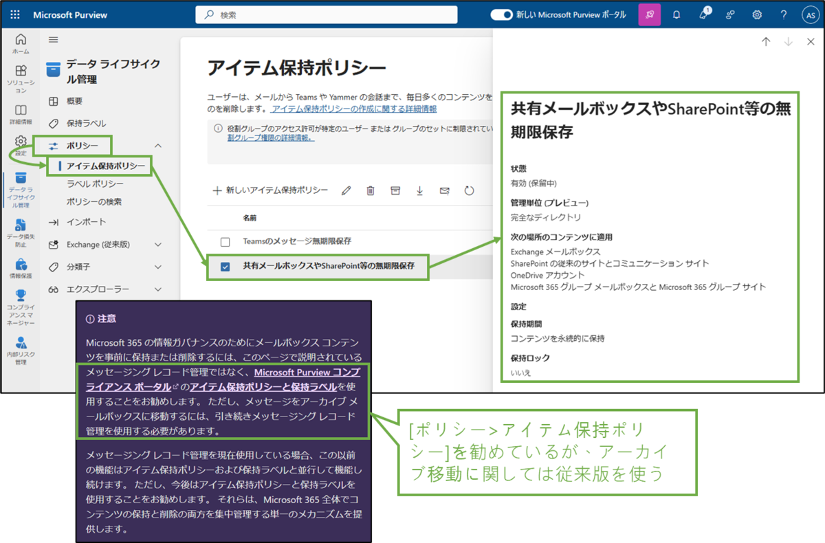 図表2-6 アイテム保持ポリシーとの比較