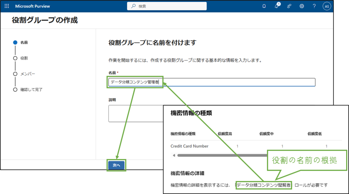 図表1-2 DLPログ閲覧ロール設定(名前)