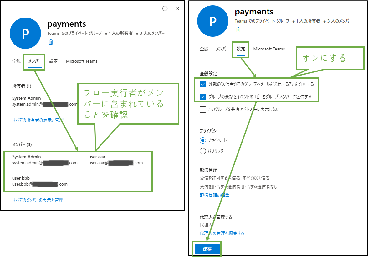 図表3-5 グループメンバーの確認と設定