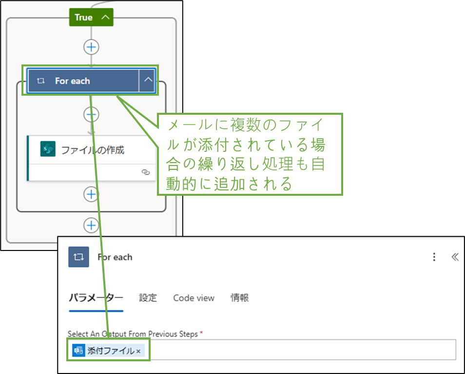 図表5-3 各ステップの設定(SharePointの複数ファイル考慮)