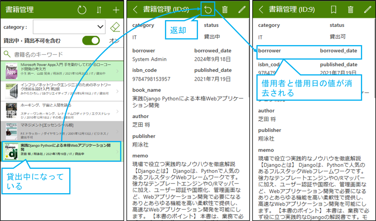 図表2-4 完成イメージ(返却処理)