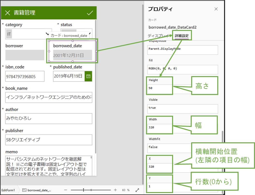 図表5-13 編集画面の項目レイアウト変更