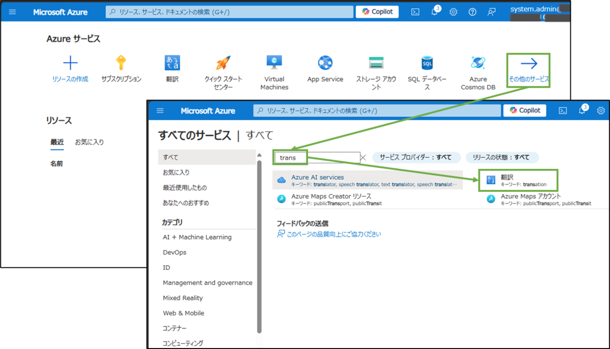 図表5-1 翻訳メニューへ