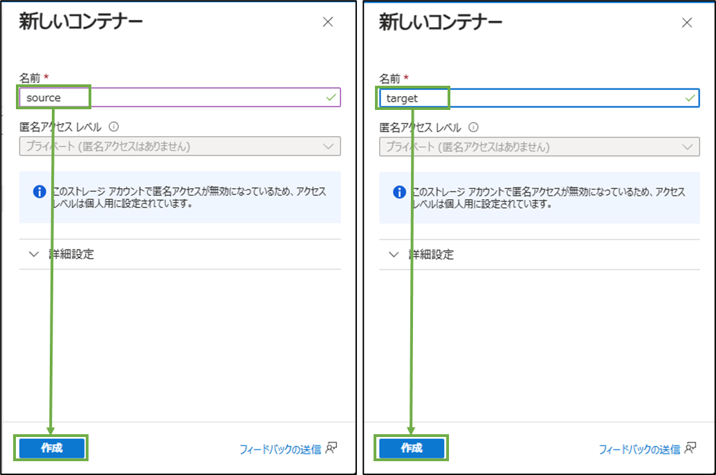 図表6-5 コンテナーの作成(source,target)