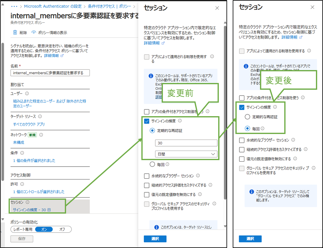 図表1-4 Entra管理センターの条件付きアクセスポリシーの変更
