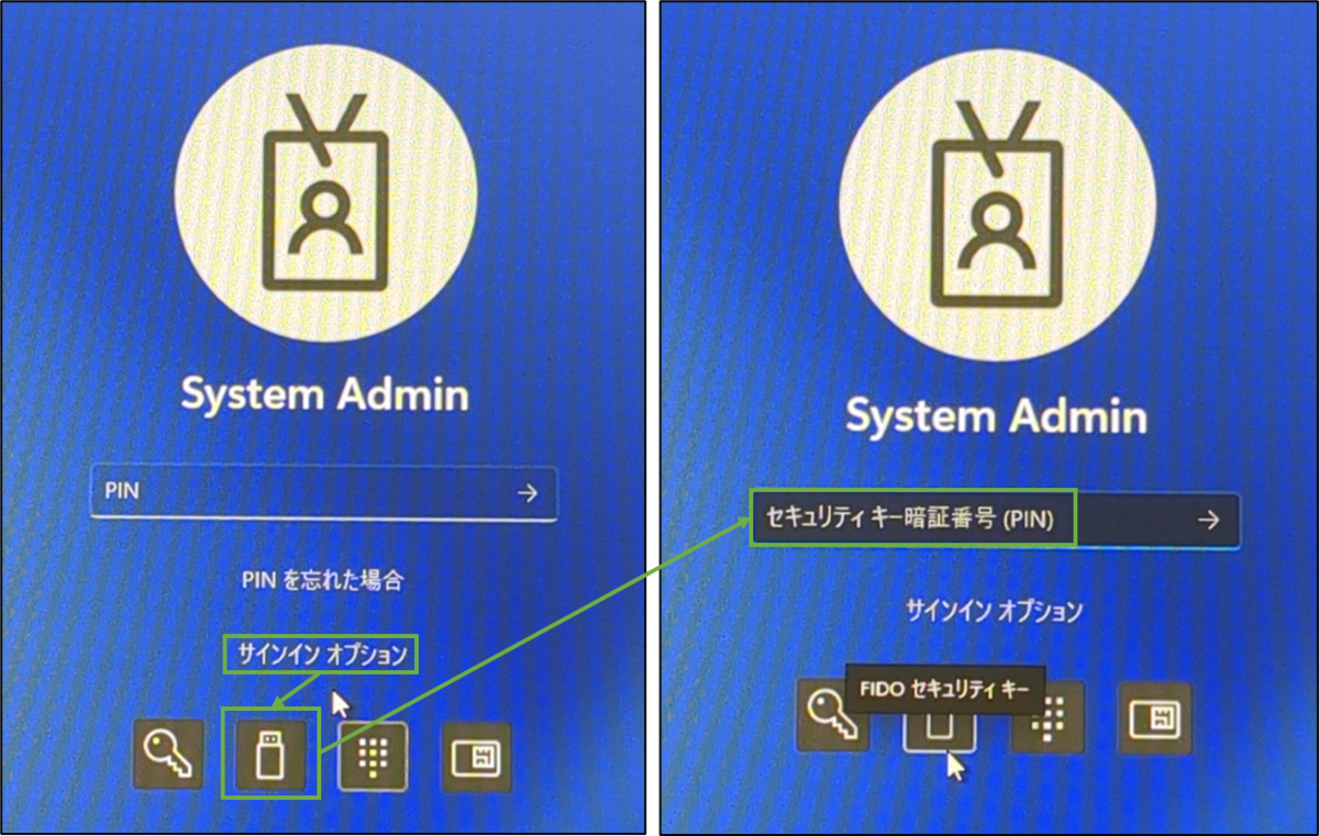図表6-1 ユーザーPCサインイン時のセキュリティキー使用