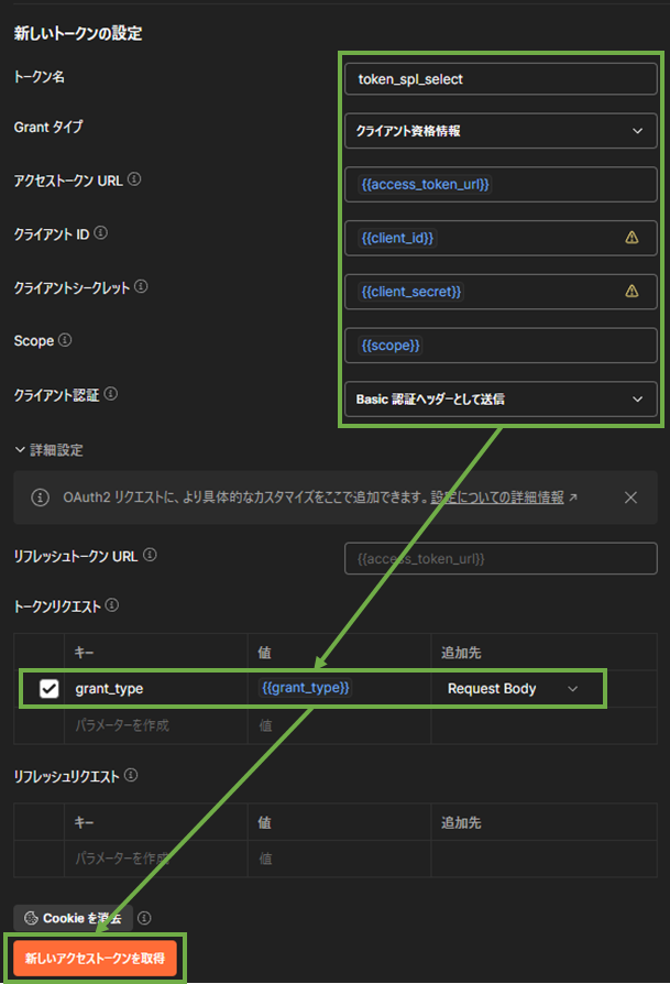 図表5-4 Postman認可設定の続き,アクセストークン取得