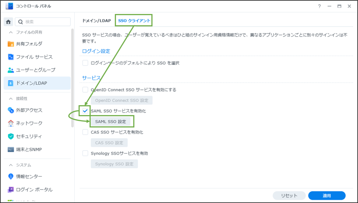 図表3-2 SSOサービス有効化