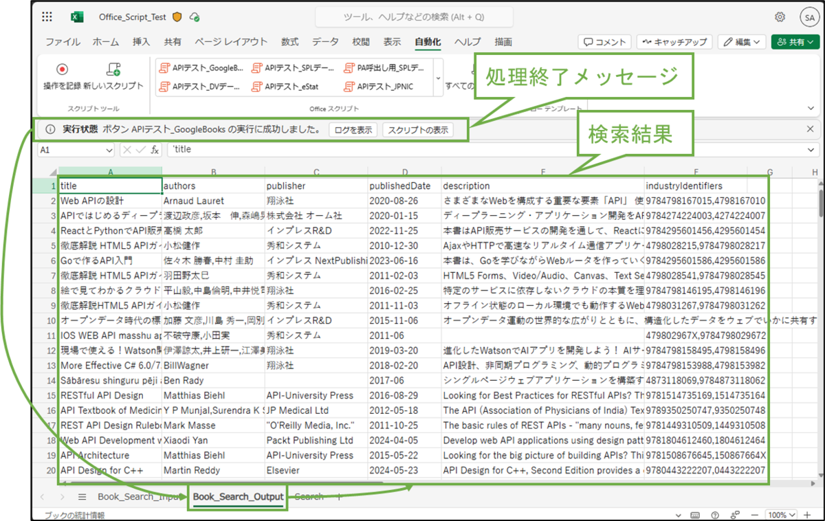 図表5-1 動作確認(出力先シート)