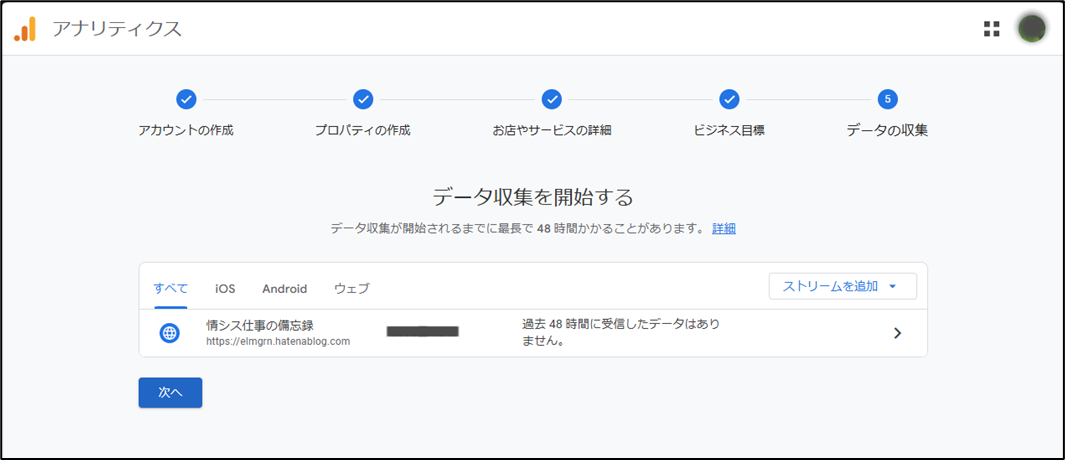 図表1-11 Google Analytics基本設定(基本設定完了)