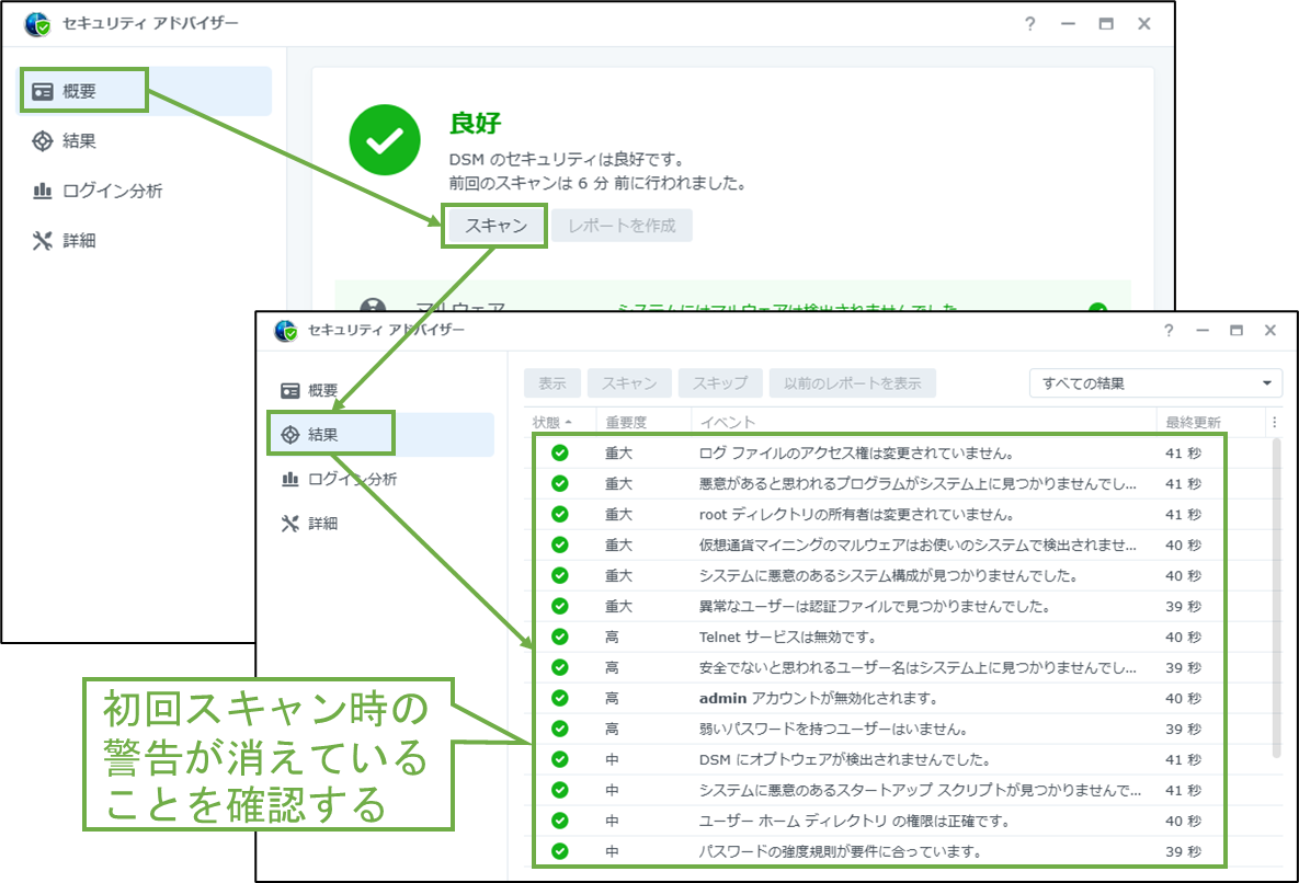 図表2-8 セキュリティアドバイザーの再スキャン