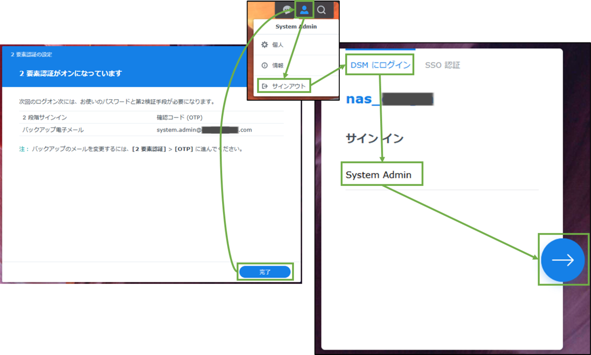 図表3-7 多要素認証の動作確認(設定完了,再サインイン)