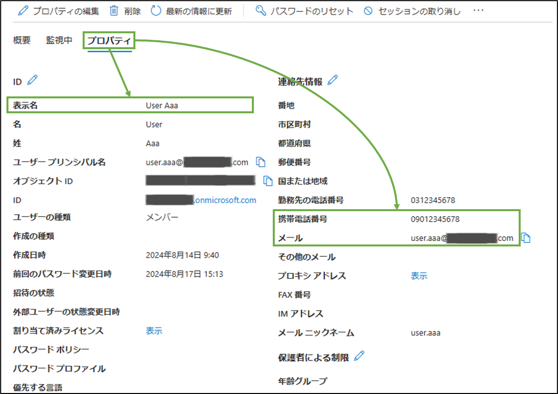 図表2-3 Entra管理センターのユーザー情報