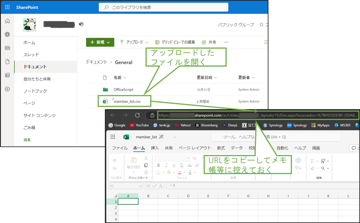 図表6-1 SharePointへの出力用雛形ファイルのアップロード