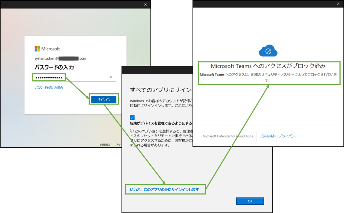 図表9-10 非管理デバイスのデスクトップアプリからのアクセス結果