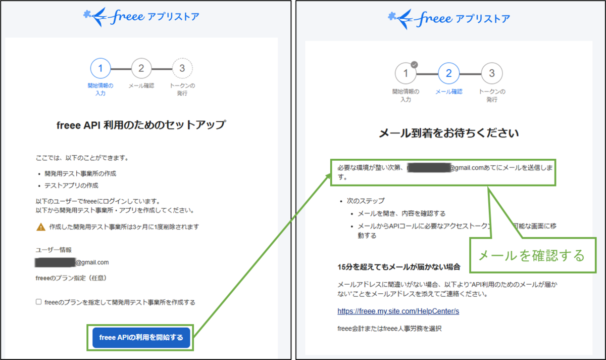 図表2-2 freee API利用開始設定