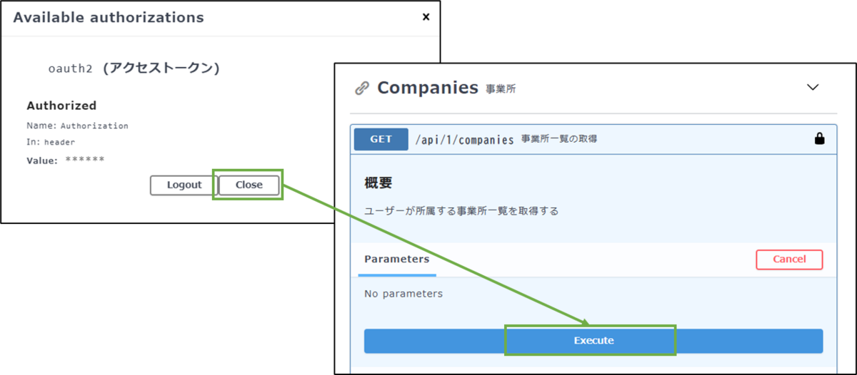 図表2-6 freee API事業所一覧取得(実行)