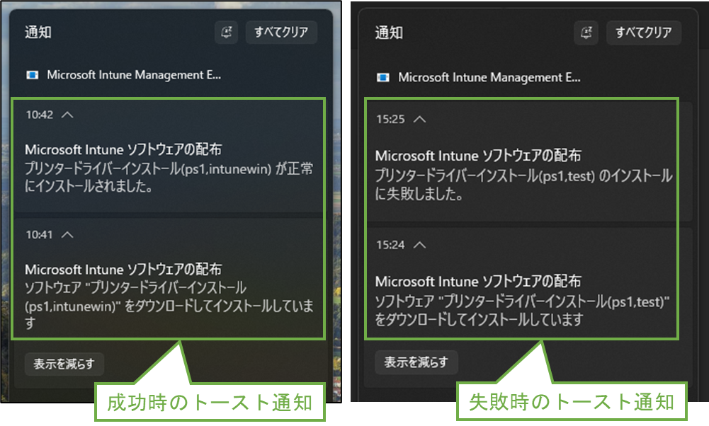 図表10-1 対象PCでの配布状況のトースト通知