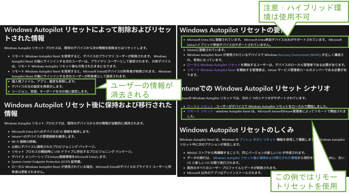 図表12-1 Autopilotデバイスのリセットに関する公式記事