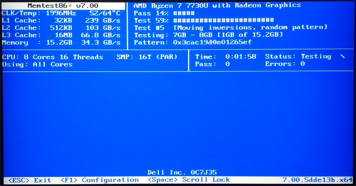 図表5-1 Memtest86+実行開始