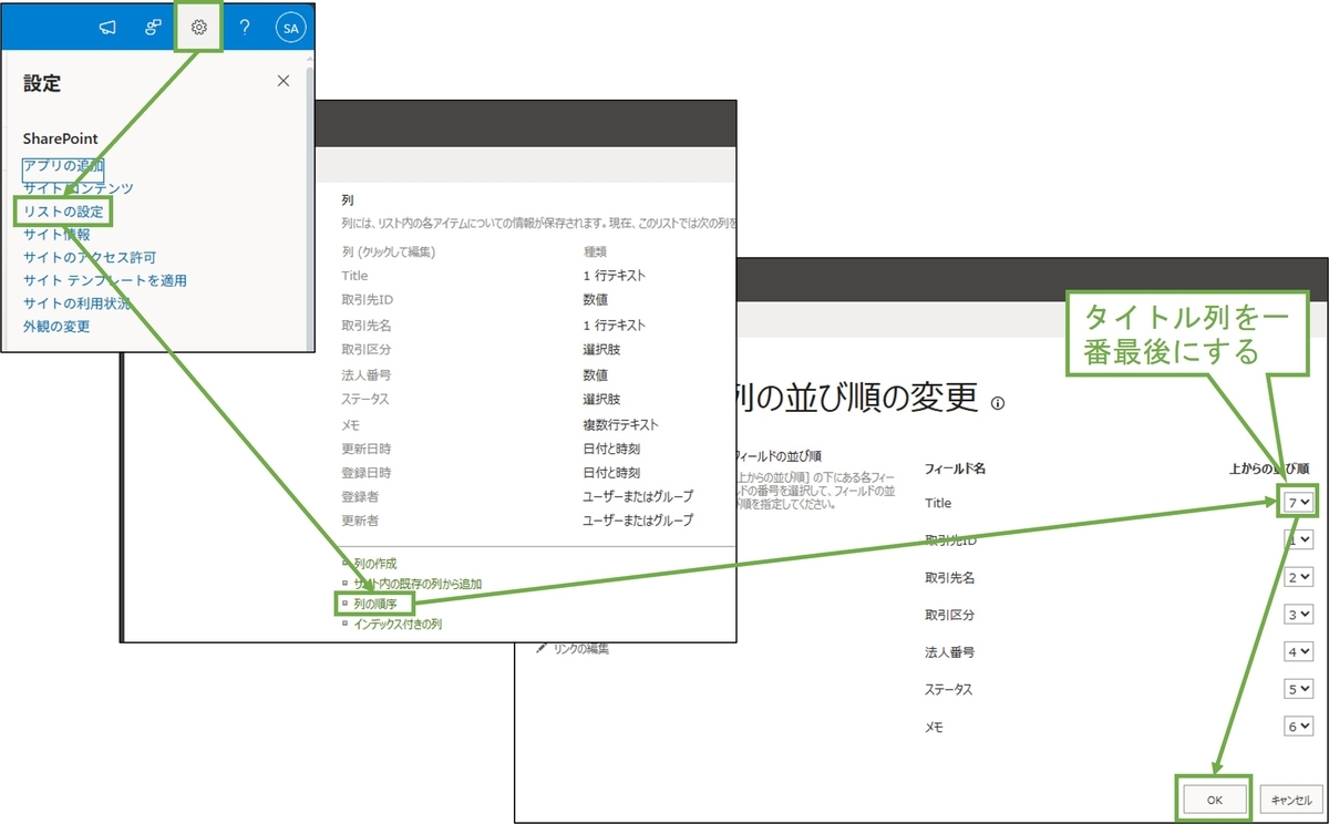 図表3-17 取引先データ列の並び順設定