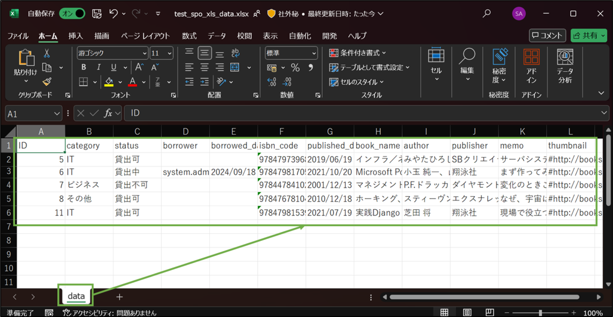 図表1-1 データソースExcelファイルの用意