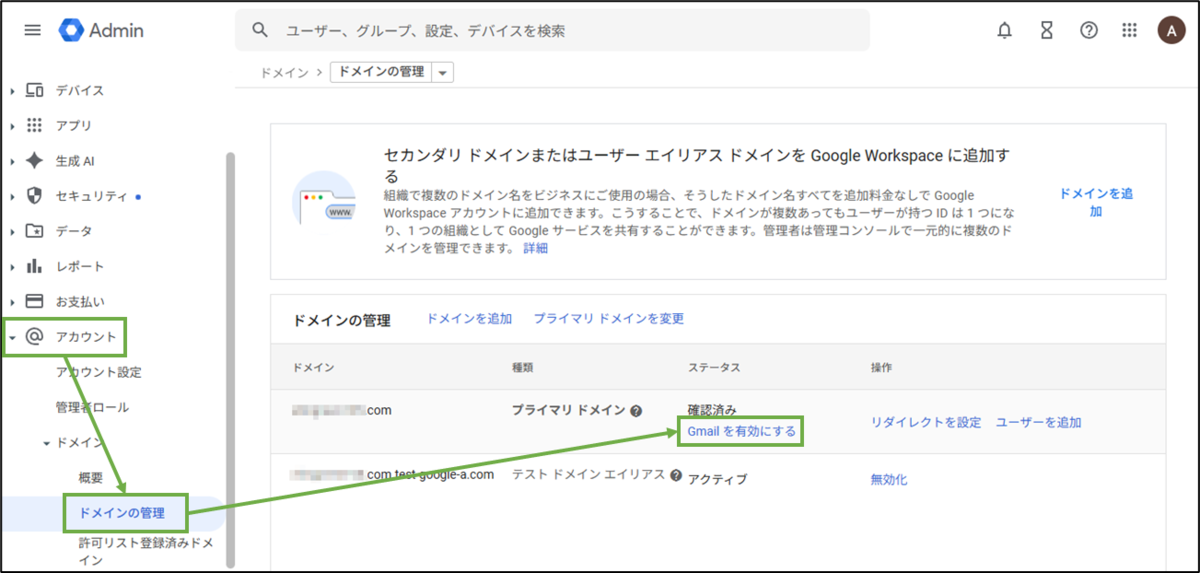 図表5-1 Gmail有効化へ