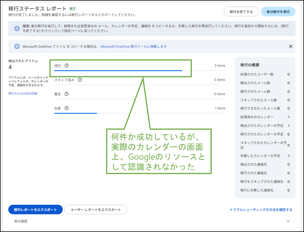 図表6-3 リソースの移行結果(リソースメールアドレスをマッピング)
