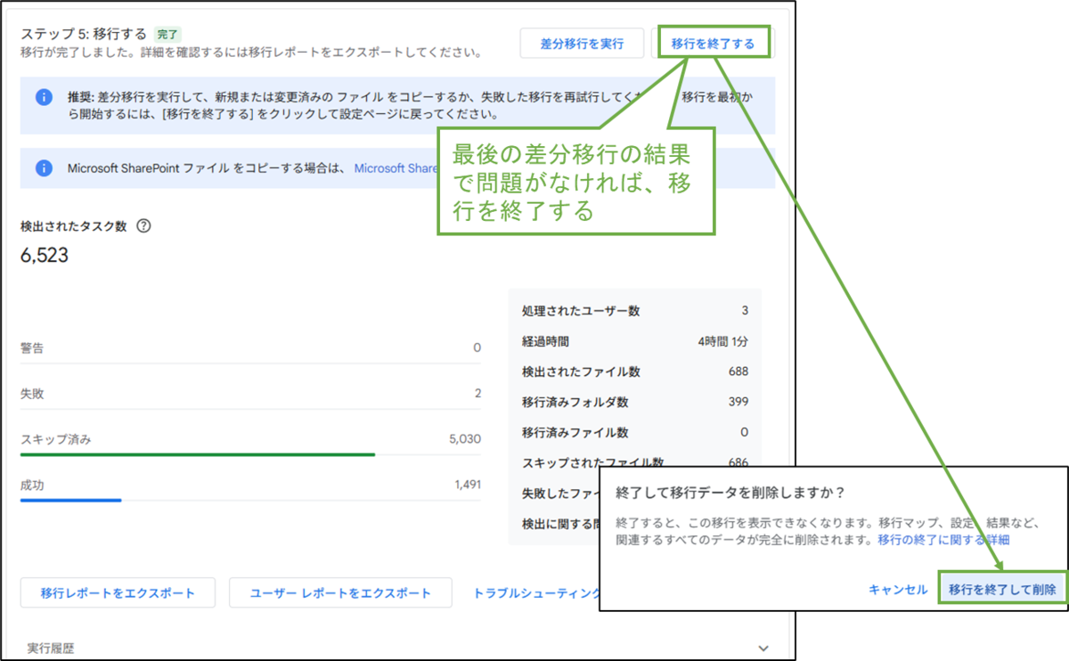 図表8-6 OneDrive 移行の終了