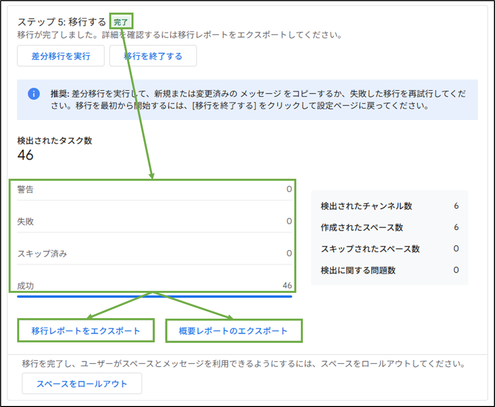 図表11-11 Teamsチャット 移行の実行(移行結果)