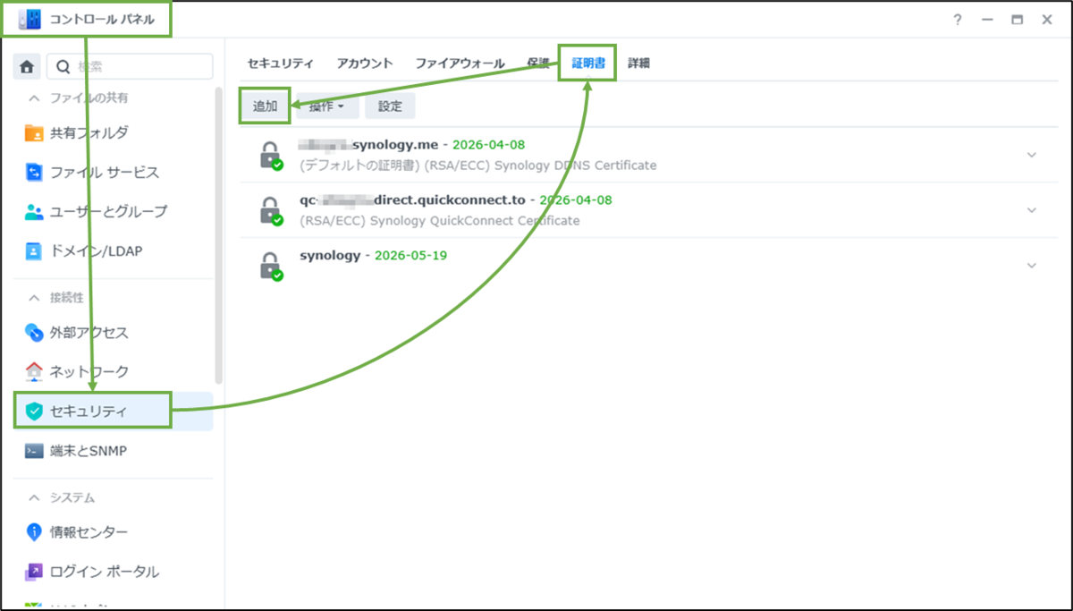 図表4-1 証明書の追加へ