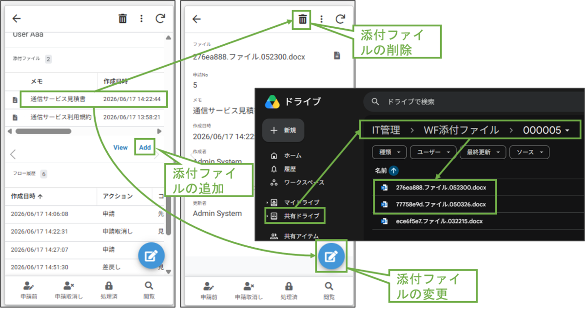 図表2-10 アプリイメージ(添付ファイルの管理)