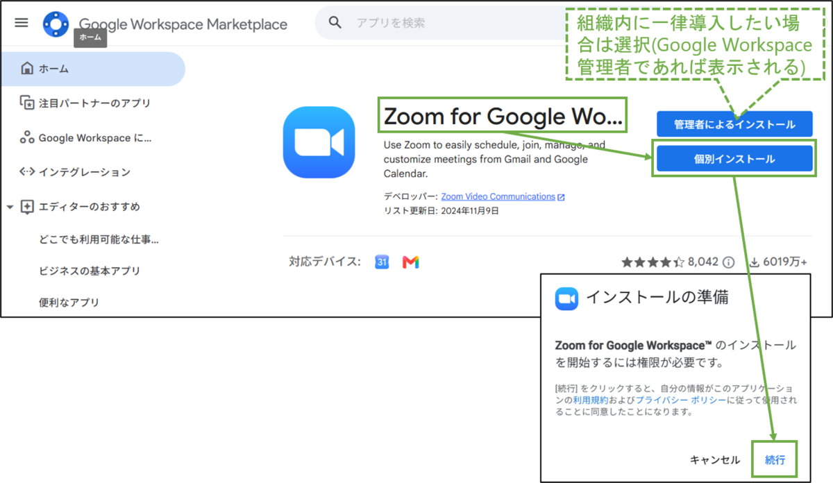 図表3-1 ユーザー操作 Zoom for GW インストール
