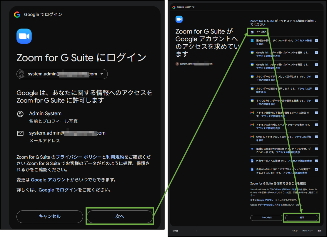 図表3-9 ユーザー操作 Zoom for GW ログイン・アカウントアクセス要求