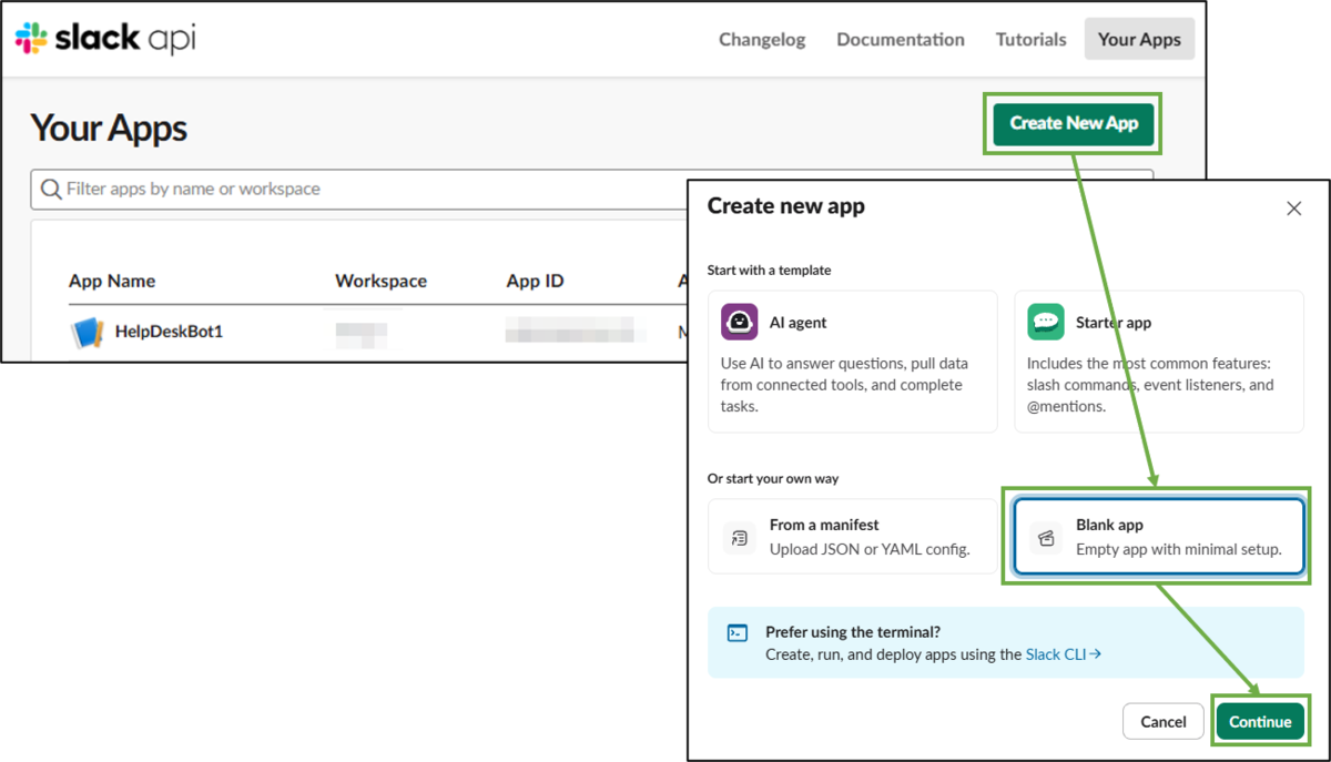 図表3-1 Slack App作成へ