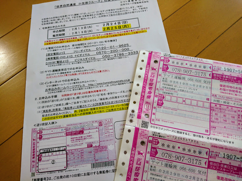 ぱしふぃっく びいなす 19 荷物は往復宅急便を利用して送る 5日前 わくわくクルーズ えんじょいクルーズ クルーズ乗船記