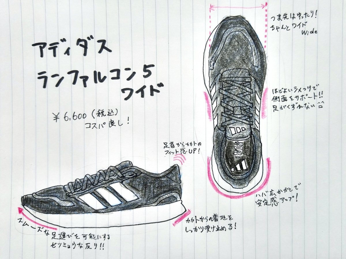 紹介検討中の品　ブースタ レビュー】アディダス「ランファルコン5 ワイド」何を買えばいいか