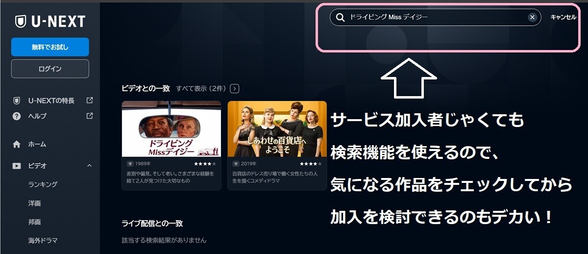80年代・90年代の洋画を見るなら、U-NEXTの検索機能