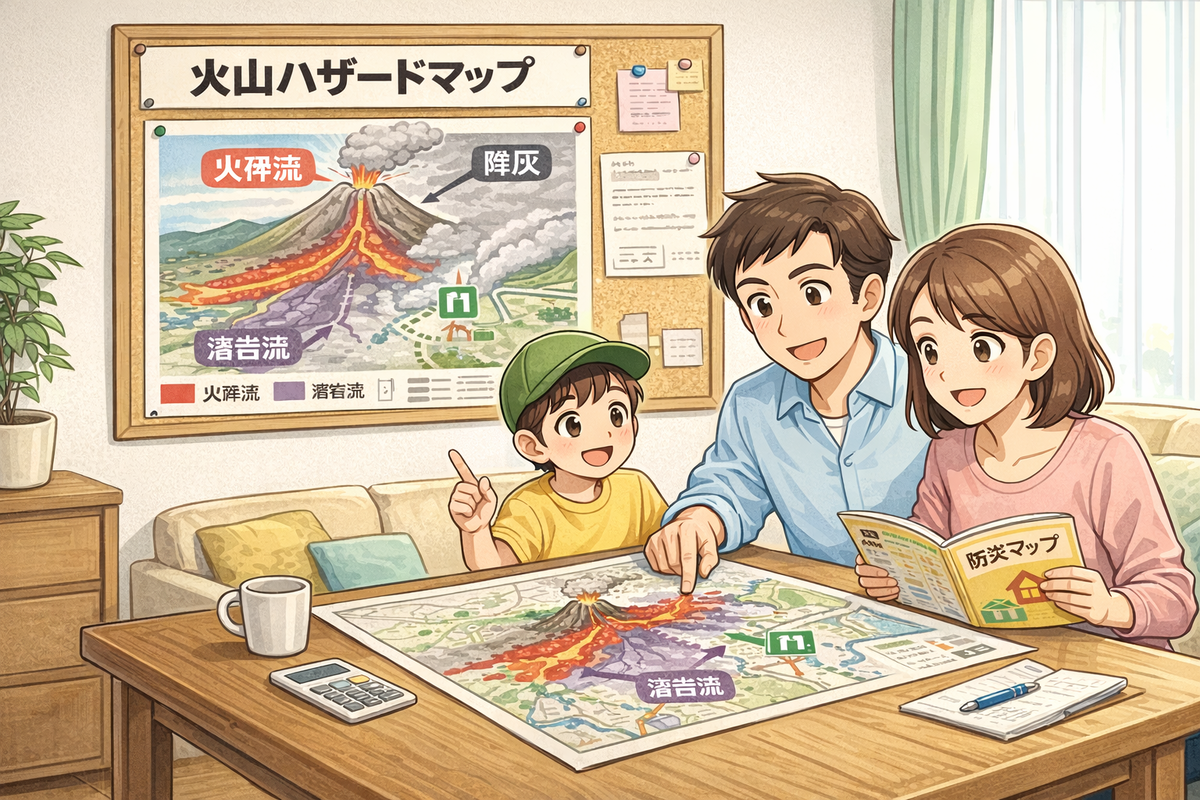 火山ハザードマップ確認