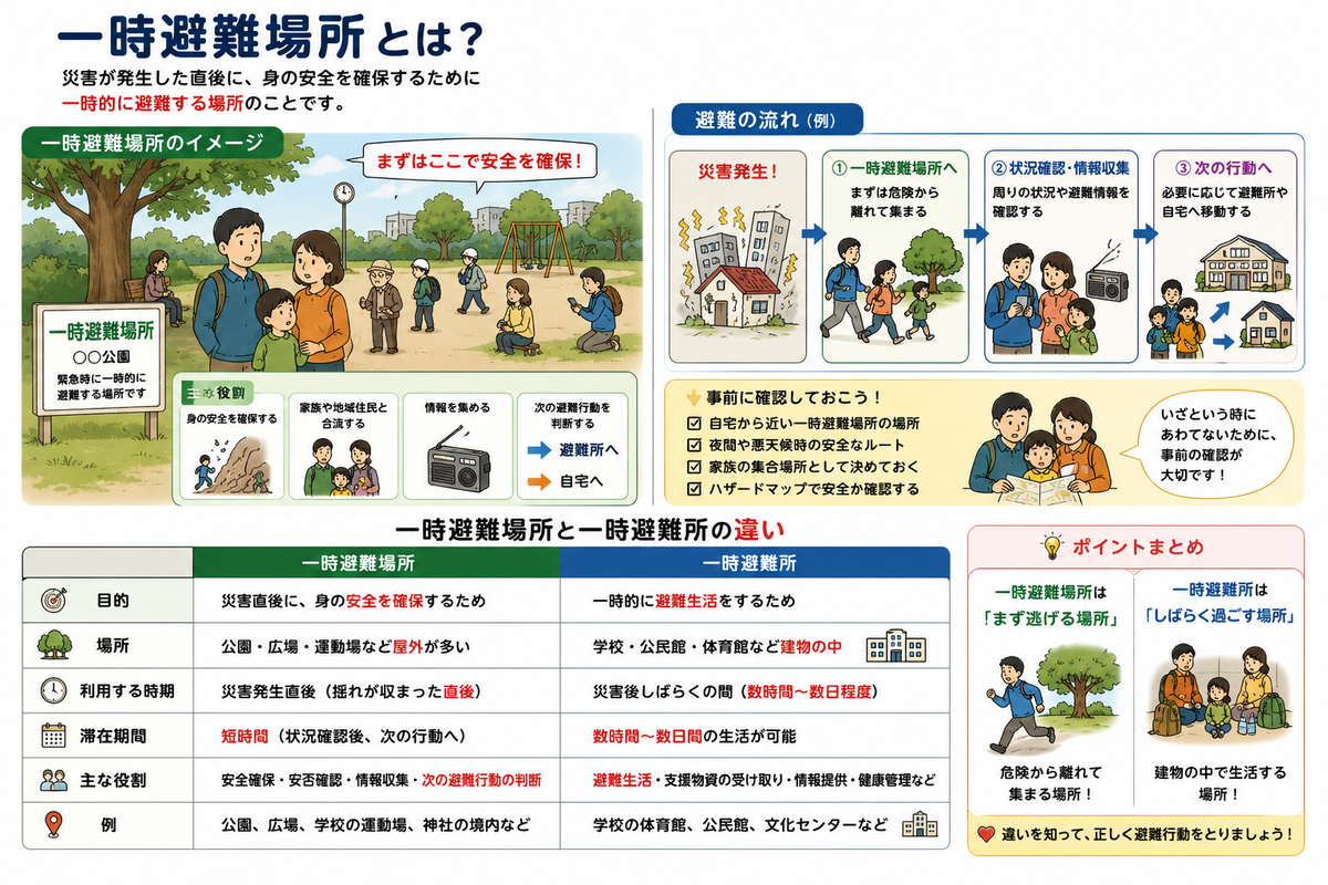 一時避難場所（いちじひなんばしょ）とは？