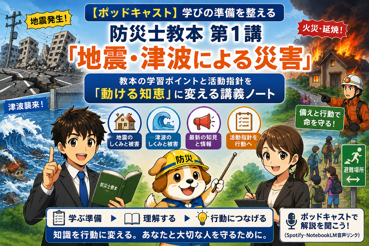 【ポッドキャスト】学びの準備を整える 防災士教本 第1講「地震・津波による災害」