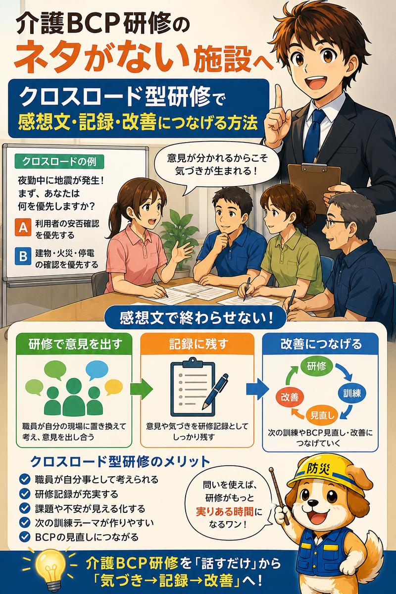 「介護BCP研修のネタがない施設へ｜感想文で終わらせない方法」 