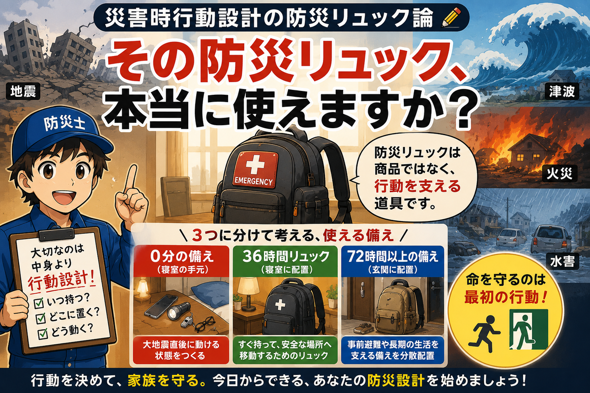 災害時行動設計の防災リュック論