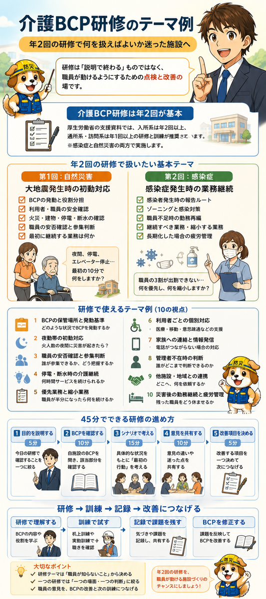 年2回の研修で何を扱えばよいか迷った施設へ