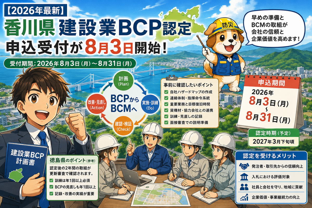 香川県建設業BCP認定の申込受付が8月3日開始