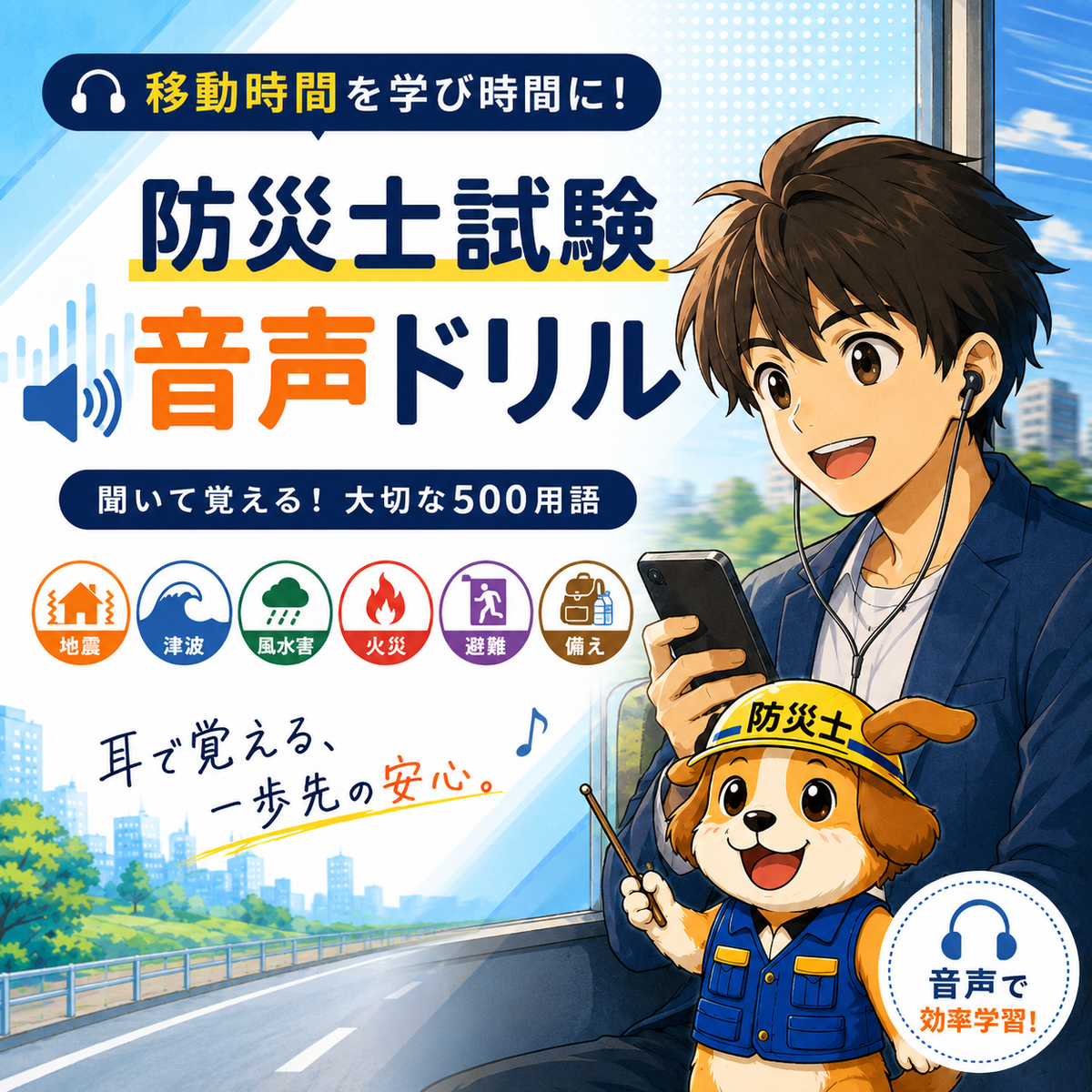 【防災士試験対策】スマホだけで500用語を聞いて覚える