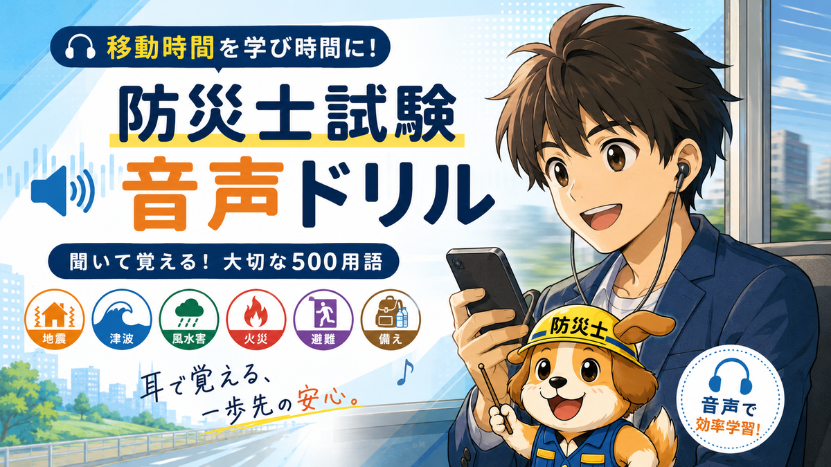 【防災士試験対策】スマホだけで500用語を聞いて覚える