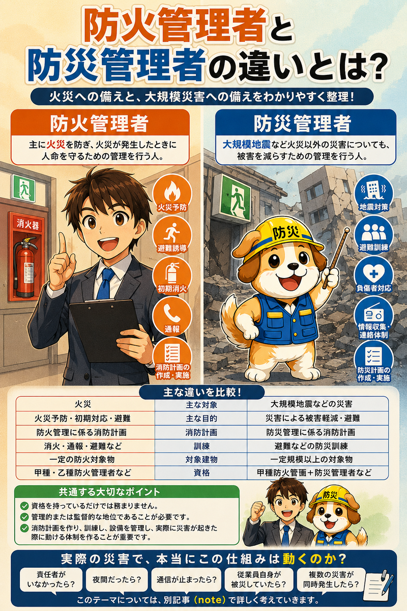 防火管理者と防災管理者の違いとは？