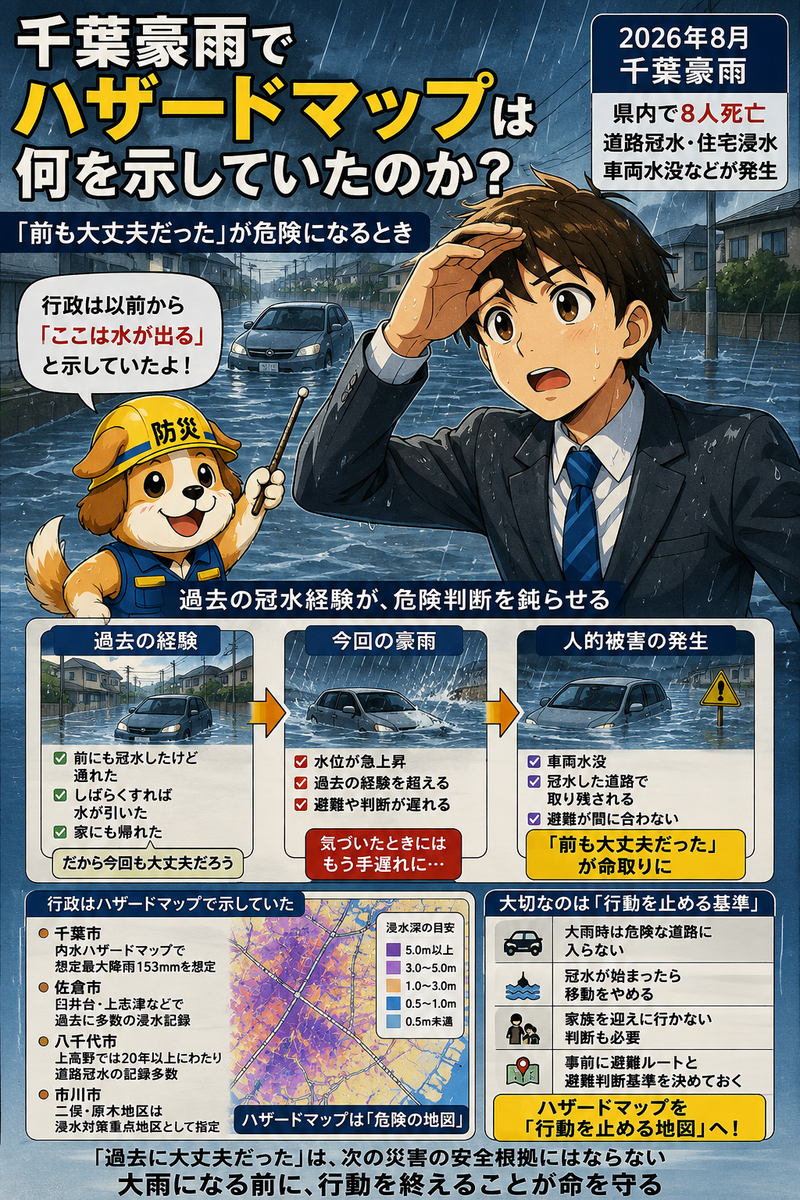千葉豪雨でハザードマップは何を示していたのか？