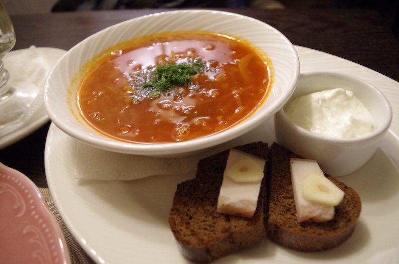 ボルシチ 290ルーブル（約580円）/Borsch